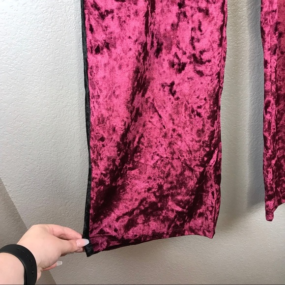 NWT Snap Maroon Crushed Velvet / Velour Pants - Picture 4 of 5